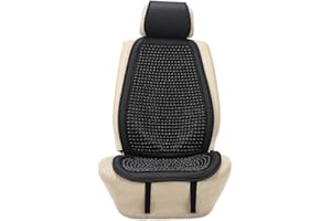 JSCARLIFE Universal Natural Wood Beaded Seat Cover Massaging Cool Cushion for Car Truck,Four Seasons and Breathable car Seat Cushion Makes Driving More Bearable On Long Trips (Black)