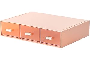 JUMRHFAN Kleine Schubladen, Kunststoff-Schubladenbox, Schreibtisch-Organizer mit Schublade für Schule Zuhause Bürobedarf und Schmuck (Rosa, 3 Schublade)