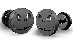 YUFFQOPC Stainless Steel Skull Stud Earrings - Anti-Allergy Punk Ear Studs for Men & Party Girls