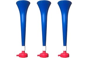 FUN FAN LINE - Pack x3 Trompetas Vuvuzela de plástico. Accesorio de animación para fútbol y Celebraciones Deportivas. Bocina de Aire ruidosa para festejar.