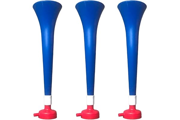 FUN FAN LINE - Pack x3 Trompettes Vuvuzela en Plastique. Accessoire pour Le Football et Les célébrations Sportives. Klaxon à air Fort pour l'animation.