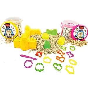 Rabbit 2 Sand Bucket Combo 1KG + Castle Set |Play Sand for Kids with 20 Moulds|Sand Art|Outdoor & Indoor Play Sand for Kids Boys Girls|Safe & Non Toxic|Sand Toys for Kids|Play Sand Slime