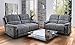 Produktbild lifestyle4living Couchgarnitur in Grau, Microfaser mit praktischer Relaxfunktion, Garnitur besteht aus 2-Sitzer und 3-Sitzer Sofa, manuelle Starthilfe