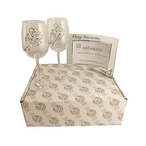 Dreamair45th Sapphire Wedding Anniversary Wine Glasses and Photo Frame Gift Set