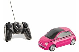MONDO Motors, Pink Fiat 500, Modelo en Escala 1: 24, hasta 8 km/h de Velocidad, Coche de Juguete para Niños - 63554