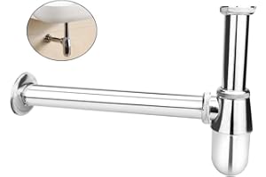 RMENOOR Siphon Tube de Siphon Chromé Design L en acier inoxydable Anti Odeur 5/4'' Haute Qualité pour Evier Lavabo Siphon Design pour lavabo Vasque Salle de Bains Chromé Siphon de Lavabo