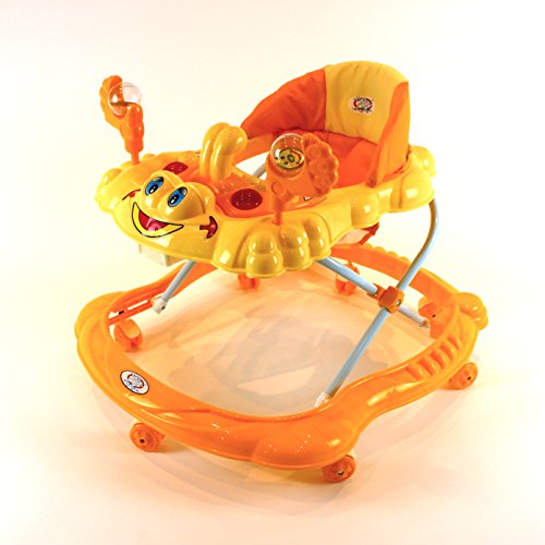 baby walker sea explorer activity board music & lights 3 height adjustable with interactive sounds choice of 6 colours (Orange/Yellow)