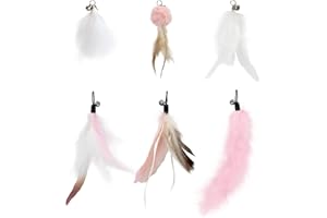 SONGWAY Pack of 6 Cat Toy Feather – Cat Angel Replacement Feathers Pendant Feathers with Bells, Cat Feather Toy, Toy for Cat, Pink