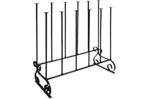 Garden Pride Wellington Boot Rack - Black - Metal - Indoor and outdoor - Holds six pairs of Wellies - The Ideal Welly Storage Solution - Wellington Boot Stand