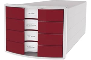 HAN 1012-17 Impuls Drawer Box DIN A4/C4 4 Closed Drawers Red