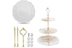 DAIRF Epoxidharz Formen für Ständern, 3 Teilige Kuchenteller Kuchenständer Form Harz Rundguss Silikonform Obst Tablett Harz DIY Handwerk Silikonform Serviertablett