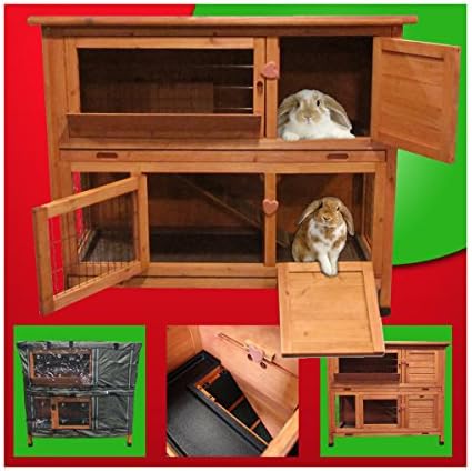 4ft Rabbit Hutch / Guinea Pig Run / Deluxe Pet Hutches / Ferret Cage Pets House (Balmoral Hutch + Cover)