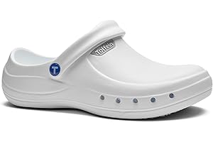 Toffeln EziKlog V2.0 Clogs - Comfortable, Lightweight, Slip Resistant Grip, Excellent Breathability, Theatre Clogs - Perfect for Nurses and Doctors (White, Numeric_3)