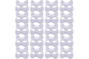 COHEALI 20 Stücke DIY Weiße Katze Papiermaske Zellstoff Blanko Handbemalte Maske Halbes Gesicht Oper Maskerade Masken Handwerk Mardi Grasmaske Für Performance Party Zubehör