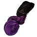 22" Half Full Head Clip in Two Tone Ombre Synthetic Curly Hairpiece Hair Extensions Natural Black to Violet Purple