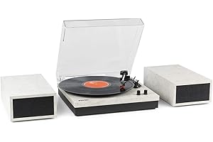 Fenton RP165M Bluetooth Vinyl Record Player with Stereo Speakers, Marble Finish - 3-Speed Turntable, Wireless Audio Streaming, Classic Style for Home Audio Listening