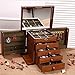 Produktbild SUWIN 5-Schicht Große Kapazität Luxus Schloss Klee Antike Farbe Holz Schublade Schmuckschatulle, Chinesische Klassische Spiegel Dressing Box, Geburtstagsgeschenk