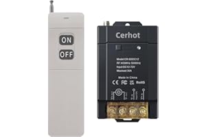Cerhot Control Remoto inalámbrico de 3000m, DC 12V/24/36/48/72 V, 30A, Interruptor de luz RF para automóviles, Motocicletas, Sistemas de Seguridad, Puertas enrollables, cercas（3000m 1V1 DC 12V-72V）