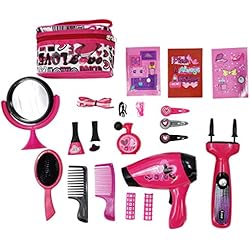 deAO Style et Coiffure Jeu de Beauté et Mode Ensemble d'Accessoires Fashion Cas de Beauté Comprend le Maquillage Artificiel Sèche-cheveux et Machine à Tresser