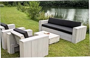 Amazon.de: Bauholz Möbel Gartenmöbel Garnitur Lounge Set 1x Tisch 2x