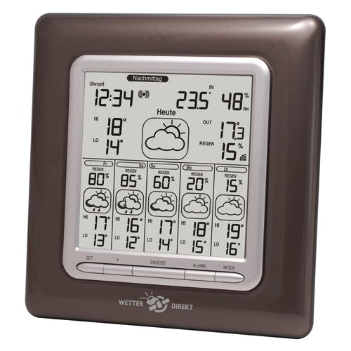 Technoline WetterDirekt Wetterstation WD 6003 mit Innen- / Außentemperaturanzeige, Wettervorhersage für 6 Tage und Wetterdaten für 150 Urlaubsorte,19 x 3 x 19,5cm - 3