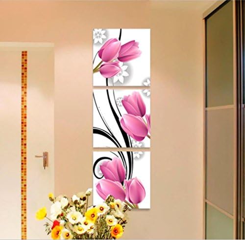 Entrance Frameless Decorative paintings corridor Triple painting Painting tulip pattern Wall Art for Home Decorations Wall Decor Ready to Hang 3pcs/set , 4 , 30*30