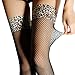 Produktbild MAYOGO Schwarz Strapsstrümpfe Netz für Damen,Hochelastisch Erotik Dessous Transparent Mesh Lange Strümpfe mit Leopard Kante