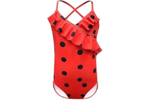 Lito Angels - Costume da Bagno Intero Ladybug Coccinella per Bambine, Pois Rossi, Monospalla con Gonna