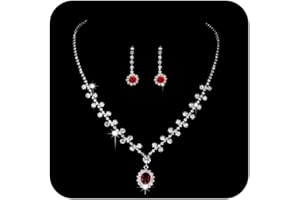 Ushiny Silver Bridal Wedding Jewellery Sets Sparkly Rhinestone Necklace and Earrings Sets Cubic Zirconia Dangle Drop Earrings Necklace Jewellery Set for Women and Girls