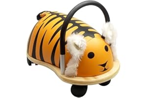 Wheelybug Toddler Wooden Ride-On, Multi-Directional Castor Wheels, Safety Certified Developmental Toy for Outdoor/ Indoor Fun, Small (1 - 3 Years), Tiger