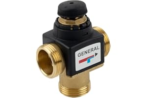 JAYRUIT Vanne en laiton, DN25 Mitigeur thermostatique 3 voies 35-60 °C Filetage mâle Vannes de mélange chaud et froid pour chauffe-eau solaire