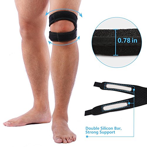 Knee Strap,Patella Bandage Kniegurt Einstellbare Knieschutz für Laufen, Springen, Basketball, Outdoor Sport oder Knie Schmerzlinderung, 11“ – 16“, Schwarz - 3