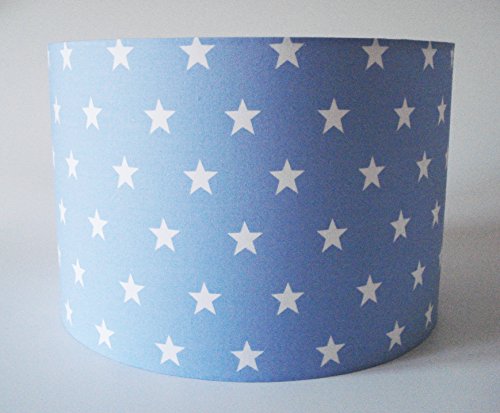 PALE BLUE FABRIC WITH WHITE STARS CEILING SHADE LARGE