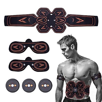 RIRGI Electrostimulateur Musculaire【Chargé par USB Version Améliorée 】RIRGI Appareil Abdominal EMS Ceinture Abdominale Electrostimulation Appareil de Musculation à Domicile pour Cuisse Ventre Bras Jambe et Massage Hommes Femmes