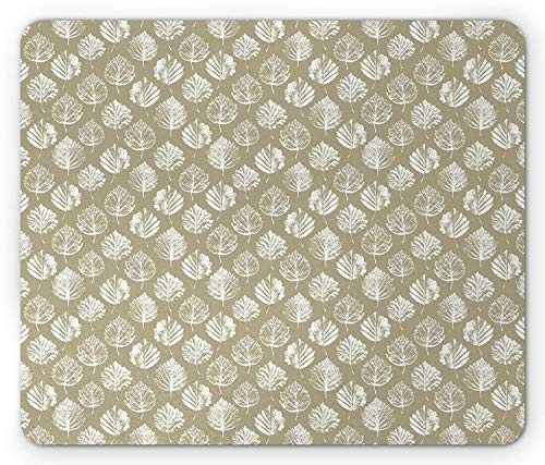 Preisvergleich Produktbild Blätter-Mausunterlage, Skizzen-Art-Weißdorn verlässt Herbstsaison-Laub mit verwittertem Effekt, rutschfestes Gummi-Mousepad des Standardgrößen-Rechtecks, weises Grün und Weiß