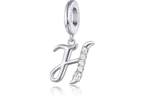 FOREVER QUEEN Charm Breloque Lettre de l'alphabet Argent Sterling 925 Charm Pendant pour Collier de Bracelet