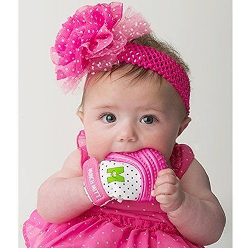 Mouthie Mitten - Mitón manopla de para dentición silicona - diferentes colores - Rosa, Desde nacimiento - 12 Meses aproximadamente
