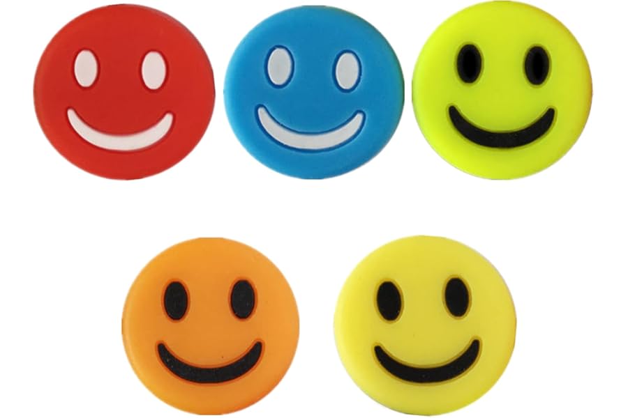GZXYUAN 5 Pcs Racket Dampener Silicone Shock Absorbers Colorful Racket Shock Absorber Smile Face Shock Absorbers Tennis Accessories for Tennis Players