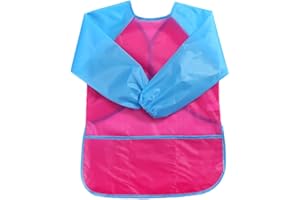 KIMMAX Bastelschürze kinder, Malschürze Malerkittel mit Ärmeln für Kinder von 3 bis 6 Jahren für Schule Kunst Malerei,Kochen (Pink (M,100-125cm))