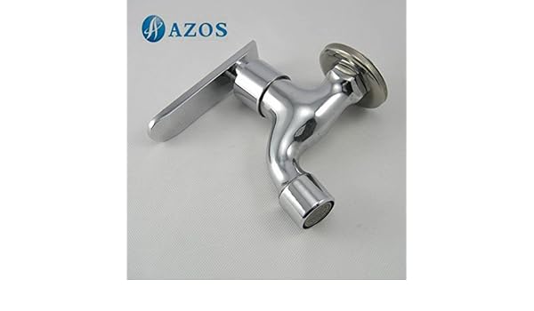 Azos Utility Mop Bibcock Single Cold Wall Mount Chrome Outdoor