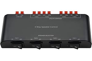 ADWITS Caja selectora del conmutador de Altavoz de 4 Canales con Terminal Claps 200 W RMS Máx. 100 W conmutable, Negro