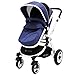 i-Safe System - Navy Trio Travel System Pram & Luxury Stroller 3 in 1 Complete With Car Seat + Footmuff + Carseat Footmuff + RainCovers