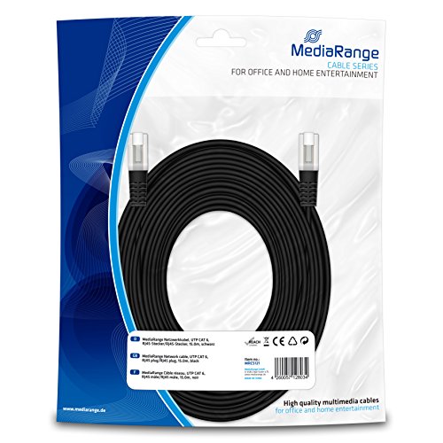 Preisvergleich Produktbild MediaRange Netzwerkkabel, UTP CAT 6, RJ45 / RJ45, 15.0m, schwarz
