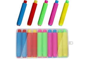 HEQISHUN 10 Piezas Porta Tizas, Soportes de Tiza de Colores Titular de Tizas para Niños Profesores Hogar Oficina y Escuela, con Caja de Almacenamiento (5 colores)