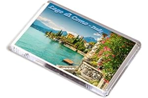 AWS Magnete Lago di Como Città calamita in PVC Rigido Villa Balbianello Fridge Magnet da frigo in plastica Dura con Immagine Fotografica Panorama Italiano Italia Punta del Balbianello