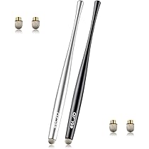 GlasFlength Penne Per Tablet, 2 Pezzi Penne Tablet Universale Penna Stilo Per Touch Screen 2 In 1 Con 6 Punte Di Ricambio Penna Touch Per IPhone/iPad/Samsung/Huawei/Xiaomi/ (Nero Oro Rosa - Foto 3