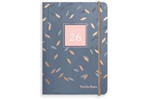 Matilda Myres 2026 Day a Page A6 Diary - Handy Size - One Page Each for Sat/Sun - Elastic Closure - Rose Gold Detail - Work + Home Planner - Grey