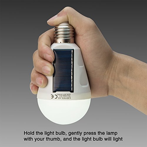Sky Castle Neue Entworfene Sonnenkollektor-Glühlampe LED Angetriebenes Licht, Bewegliche Wasserdichte Notleuchte-Birne, 7w 1200mAH Mit weißem Licht für Innen und im Freien,Garten,Wandern,Camping (Weiß-1pack) - 2