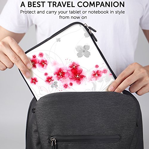 SIDORENKO Tablet PC Tasche f  r 10 - 10 1 Zoll   Universal Tablet Schutzh  lle   H  lle Sleeve Case Etui aus Neopren  Rosa   Wei  