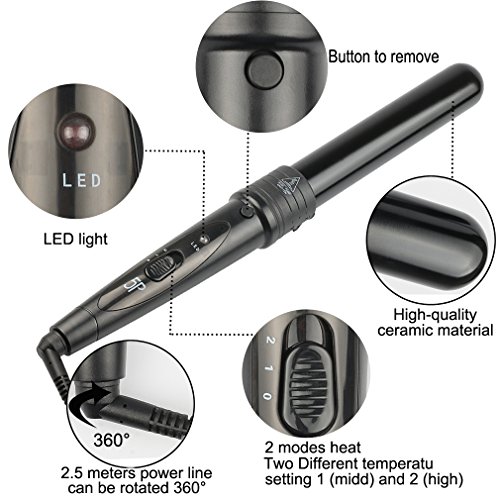 Lockenstab, iMissiu 5 in 1 Multifunktions Austauschbare Lockenwickler Kit (Schwarz) - 2